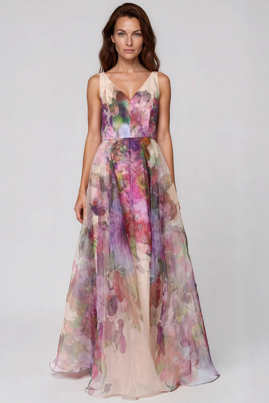 Neck Floral Print Organza Gown Arabella Organza Gown