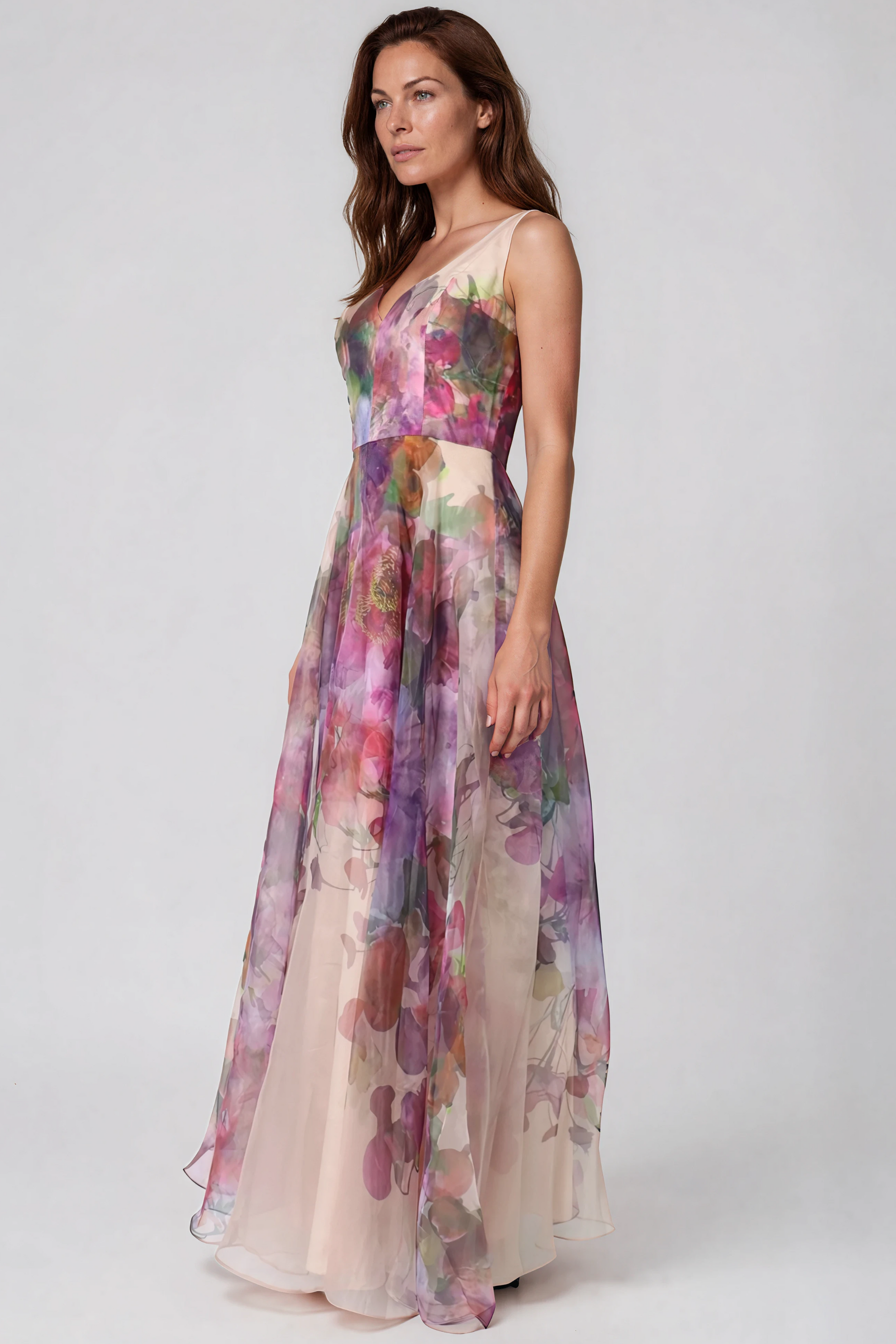 Neck Floral Print Organza Gown Arabella Organza Gown