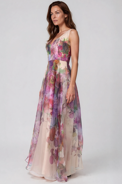 Neck Floral Print Organza Gown Arabella Organza Gown
