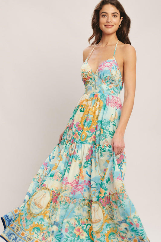 IVORY MULTI Capri Sail Away Woven Maxi Dress