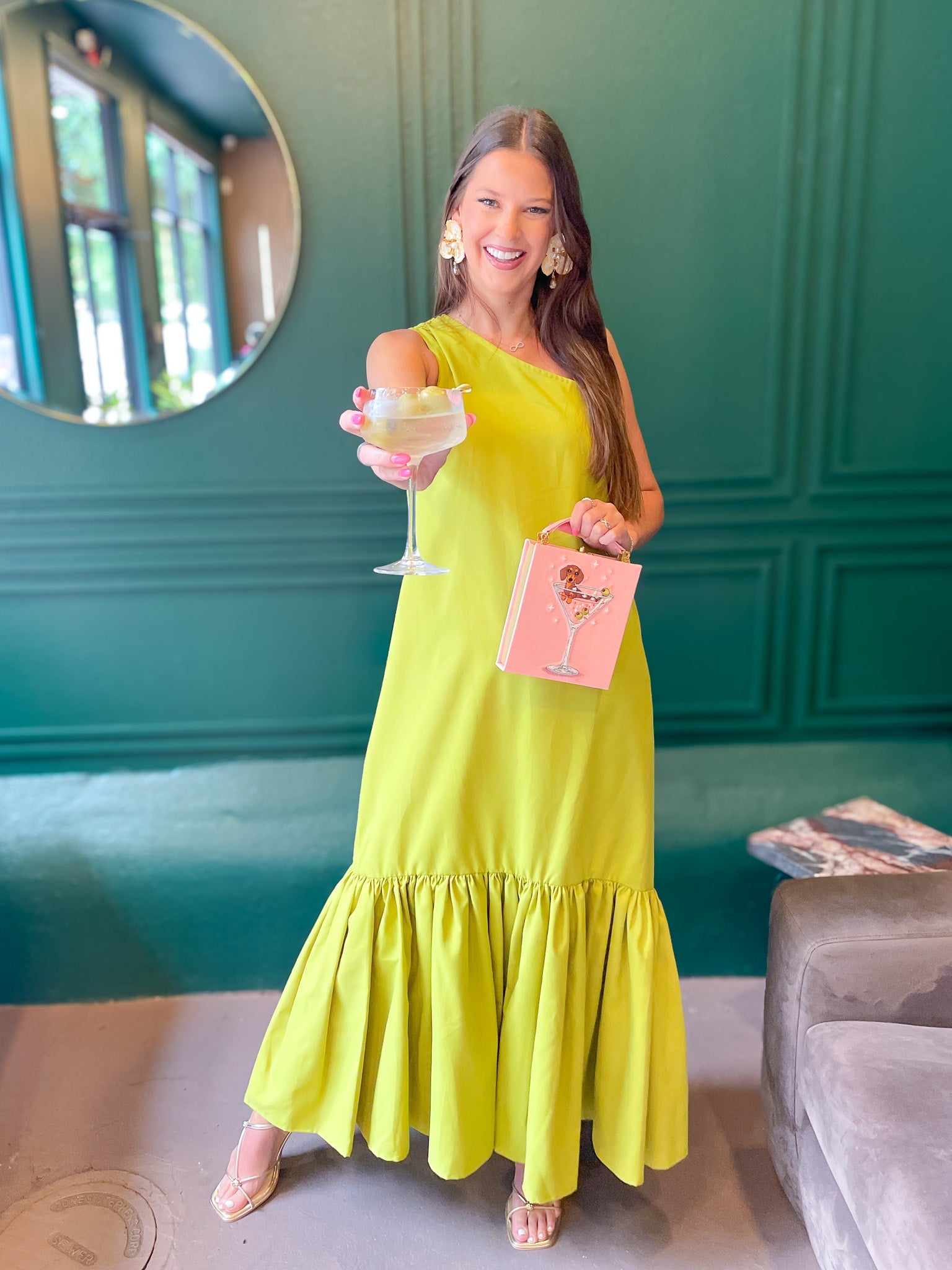 Shoulder Maxi Dress Margot One-Shoulder Maxi Dress in Lime