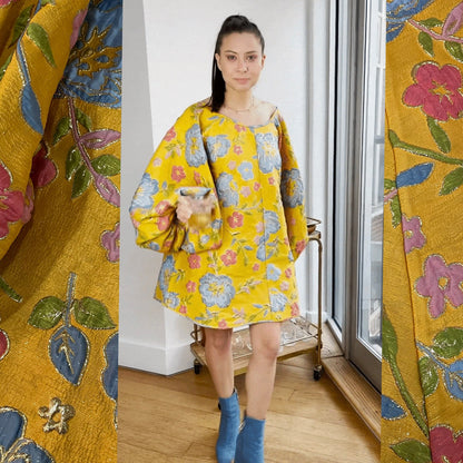 Yellow Jacquard Margot Jacquard Midi Dress in Sunshine