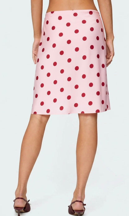 Pink polka dot skirt