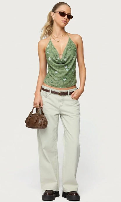 Sleeveless Embroider top