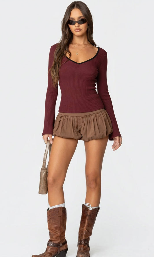 Brown long sleeve top