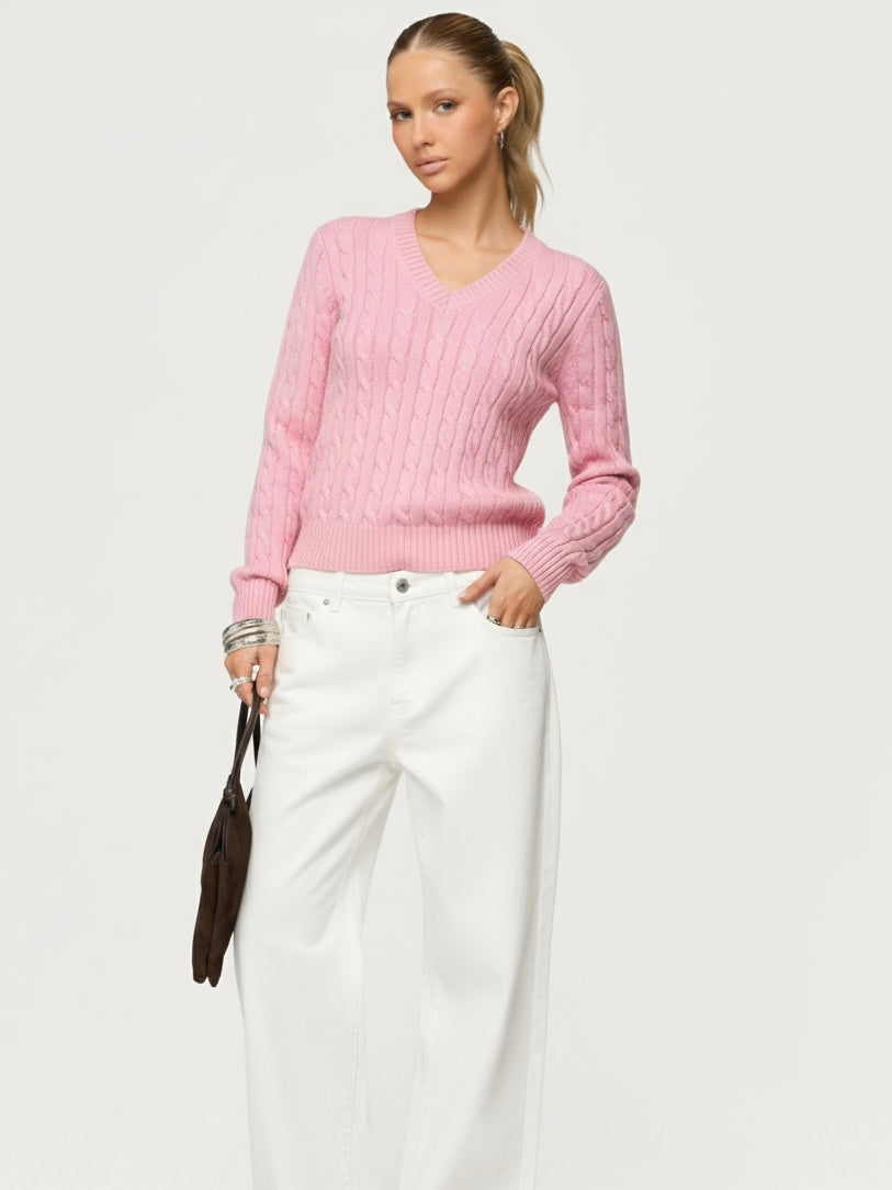 V neck cableknit
