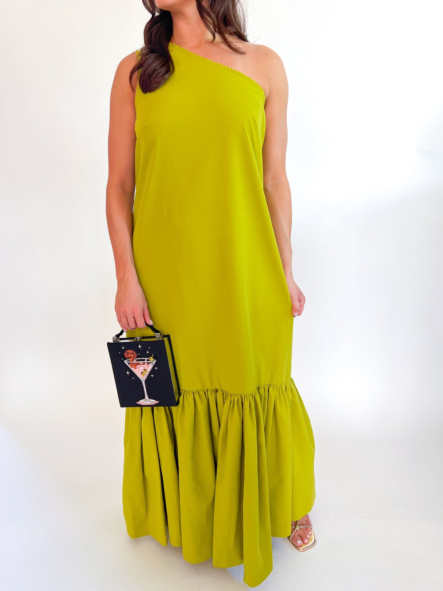 Shoulder Maxi Dress Margot One-Shoulder Maxi Dress in Lime