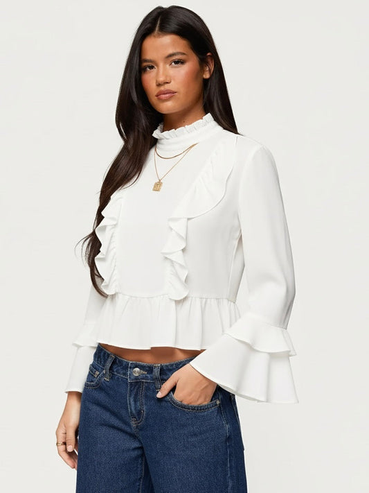 Ruffle White Longsleeve