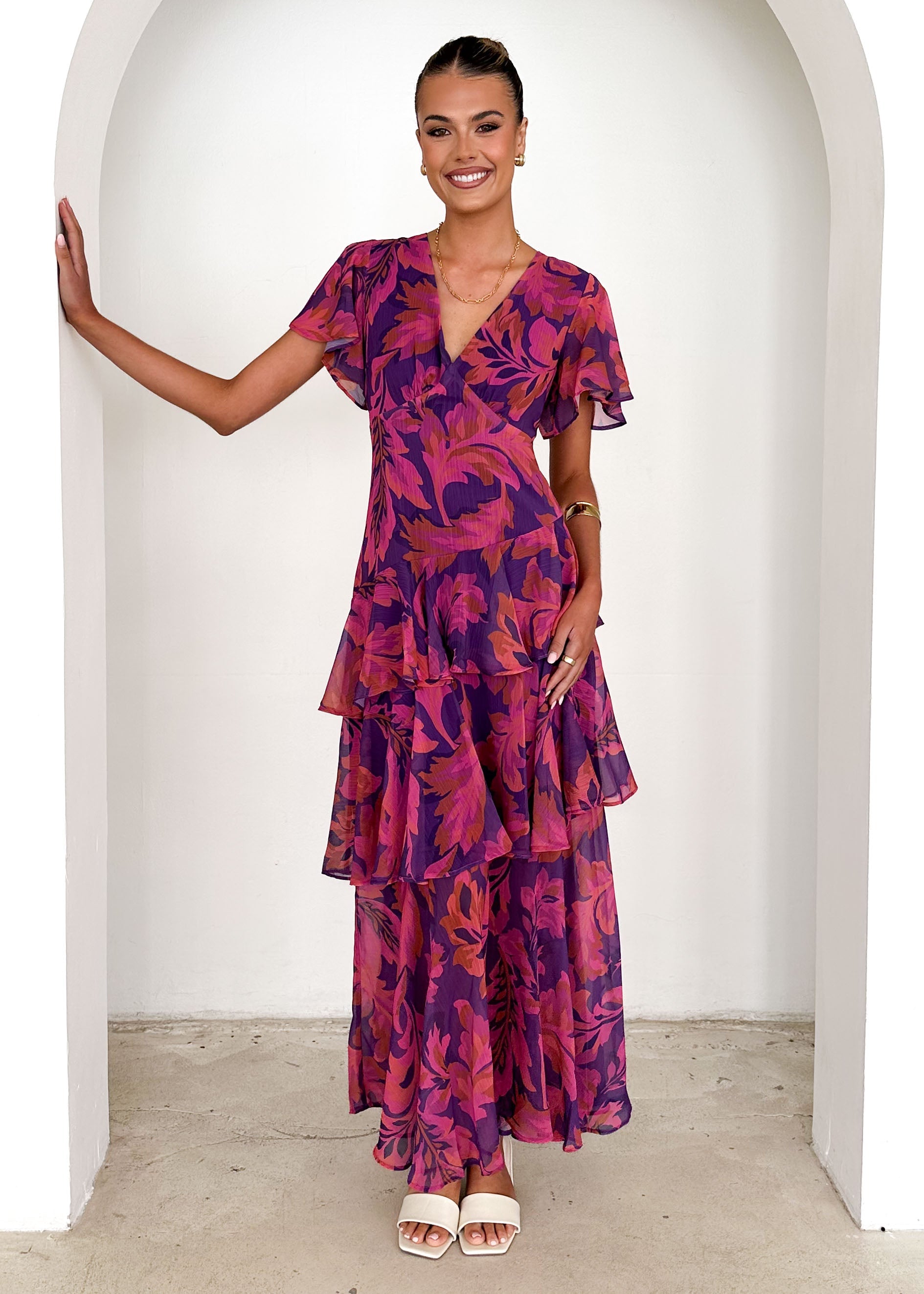 Violet Floral Venezia Floral Maxi Dress