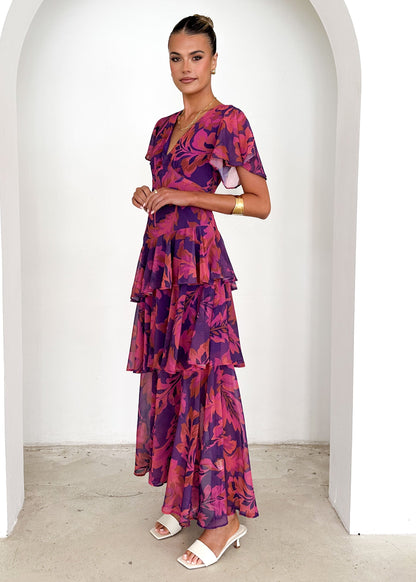 Violet Floral Venezia Floral Maxi Dress