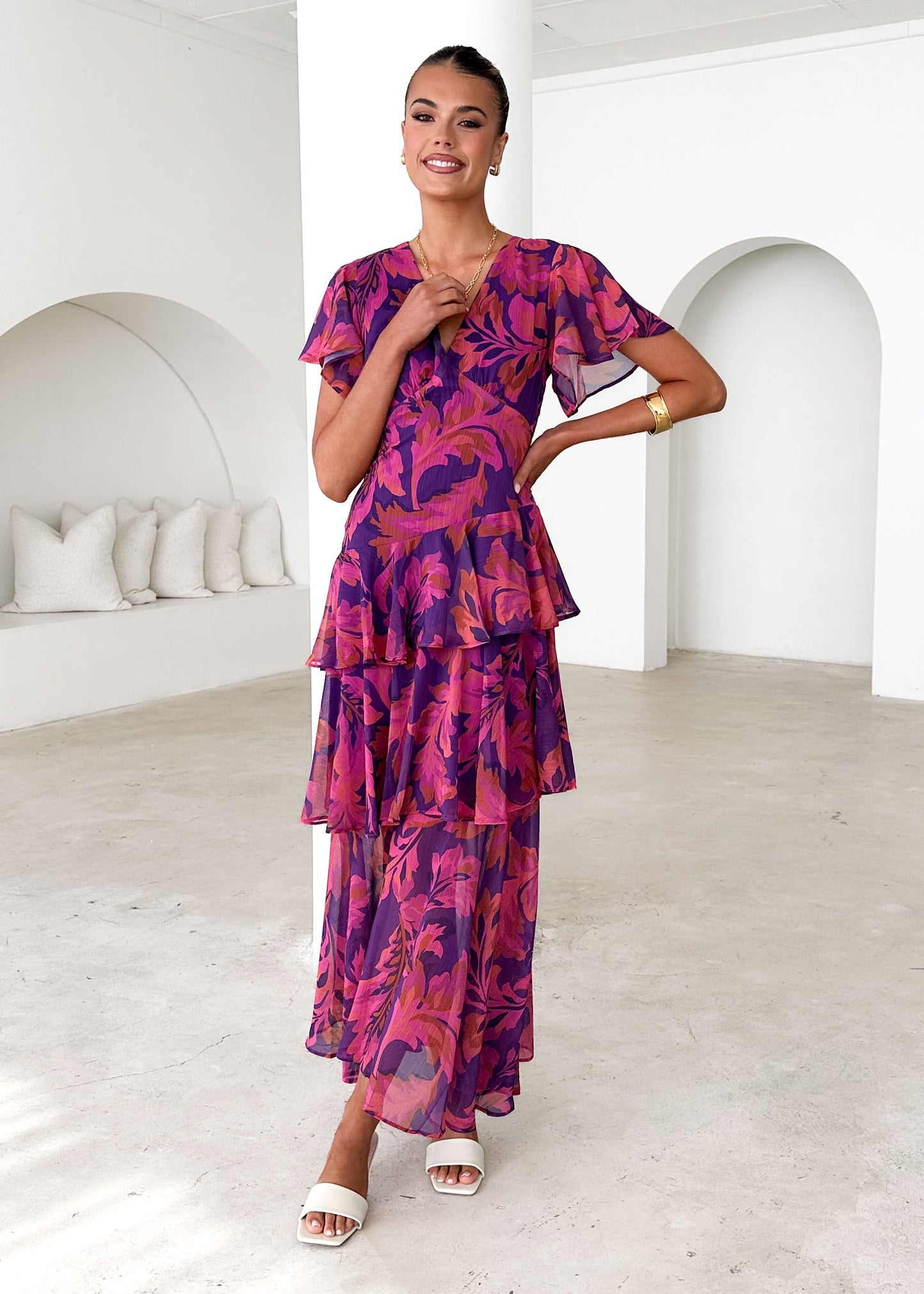 Violet Floral Venezia Floral Maxi Dress