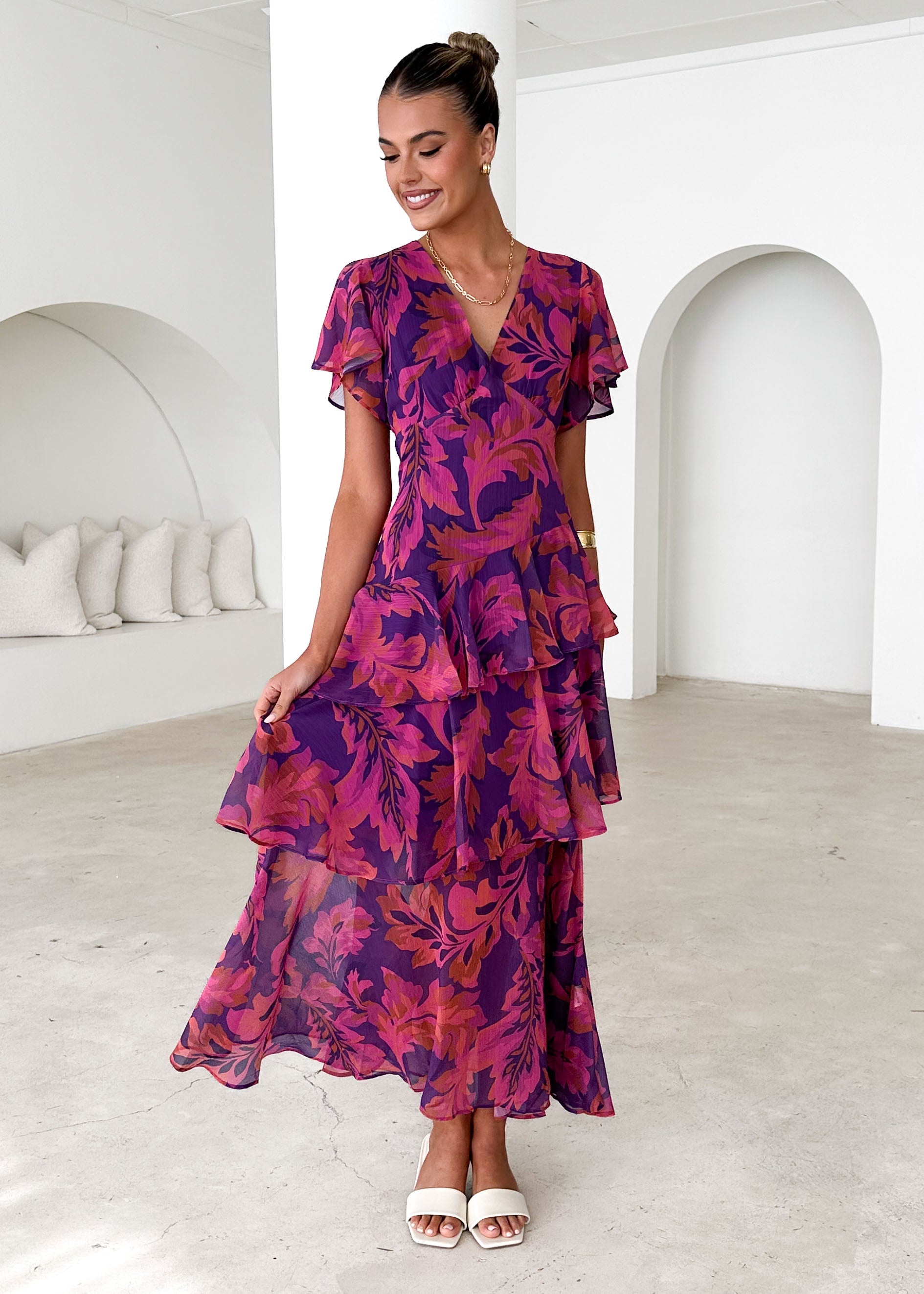 Violet Floral Venezia Floral Maxi Dress