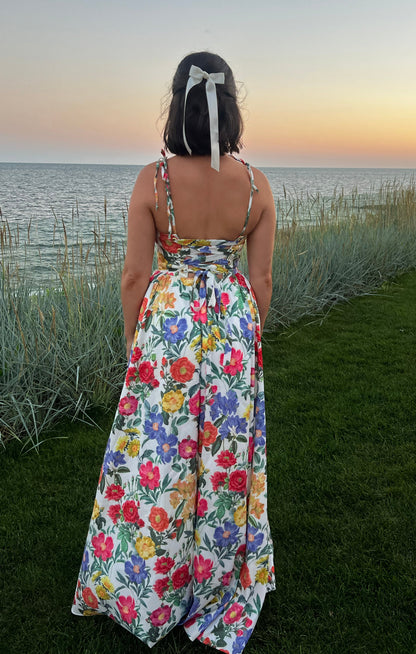 Juliet White Taffeta Maxi Dress