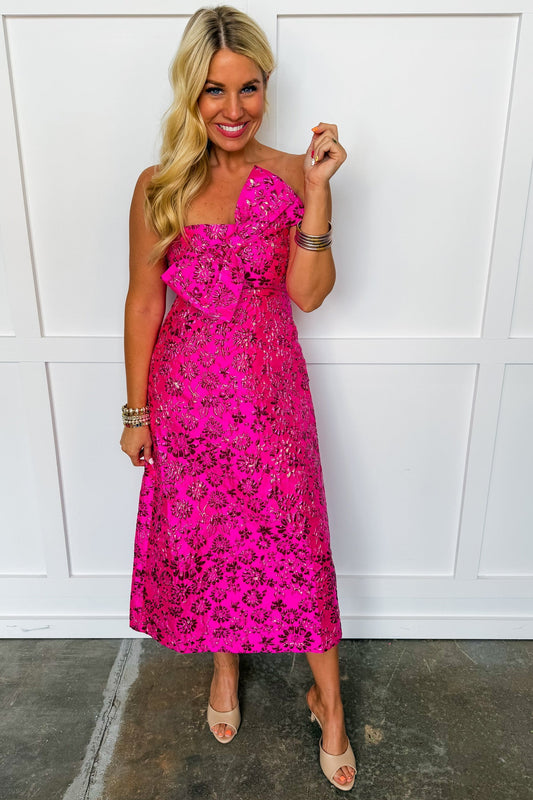 Lola Jacquard Bow Midi Dress