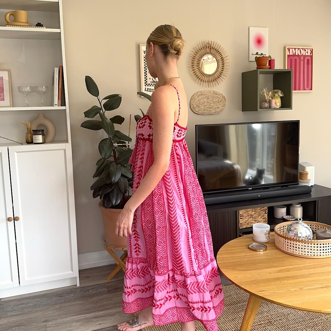 Pink Livia Linen Maxi Dress