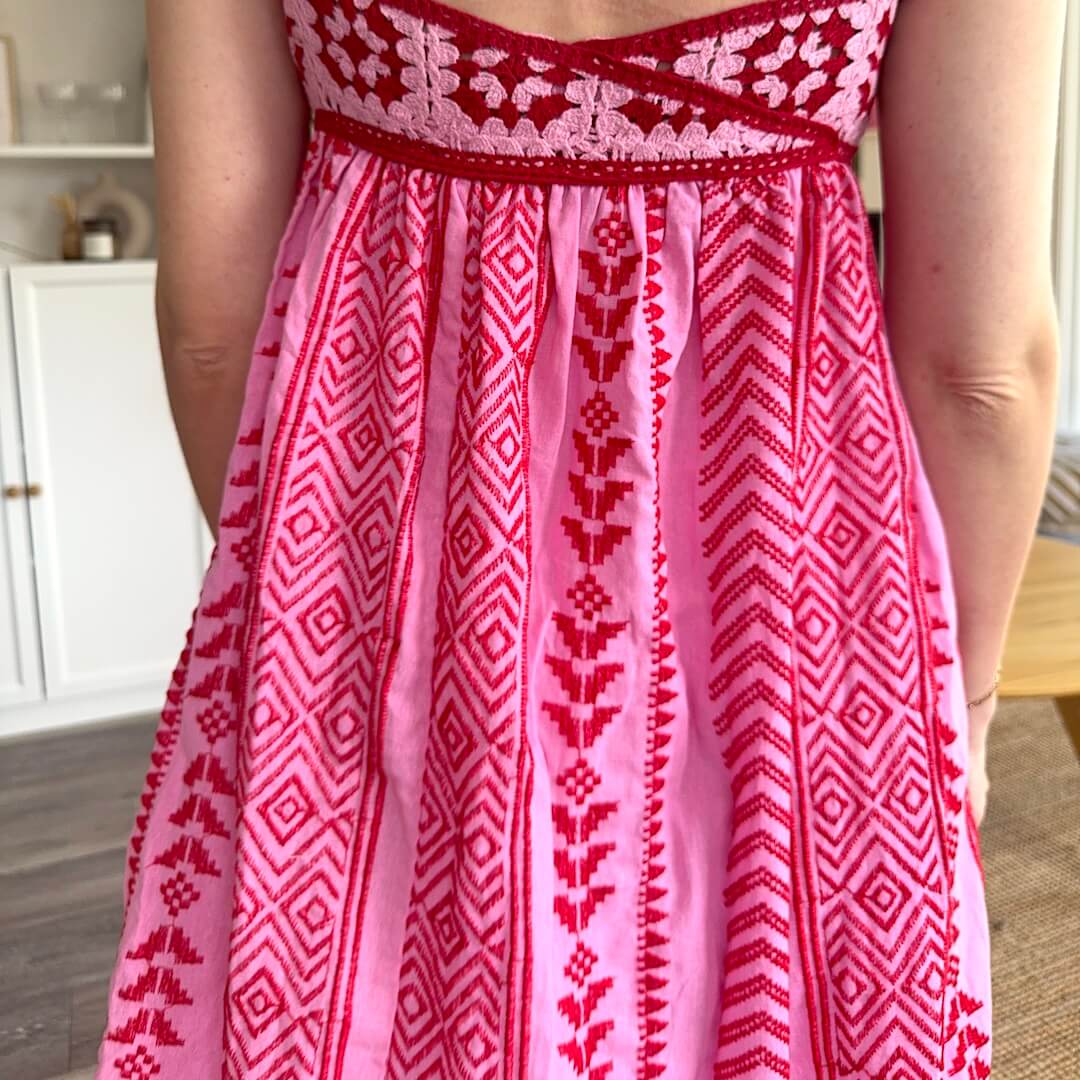 Pink Livia Linen Maxi Dress