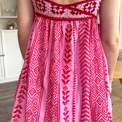 Pink Livia Linen Maxi Dress