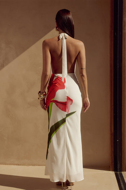 Red Lily Jasmina Silk Maxi Dress in Red Lily