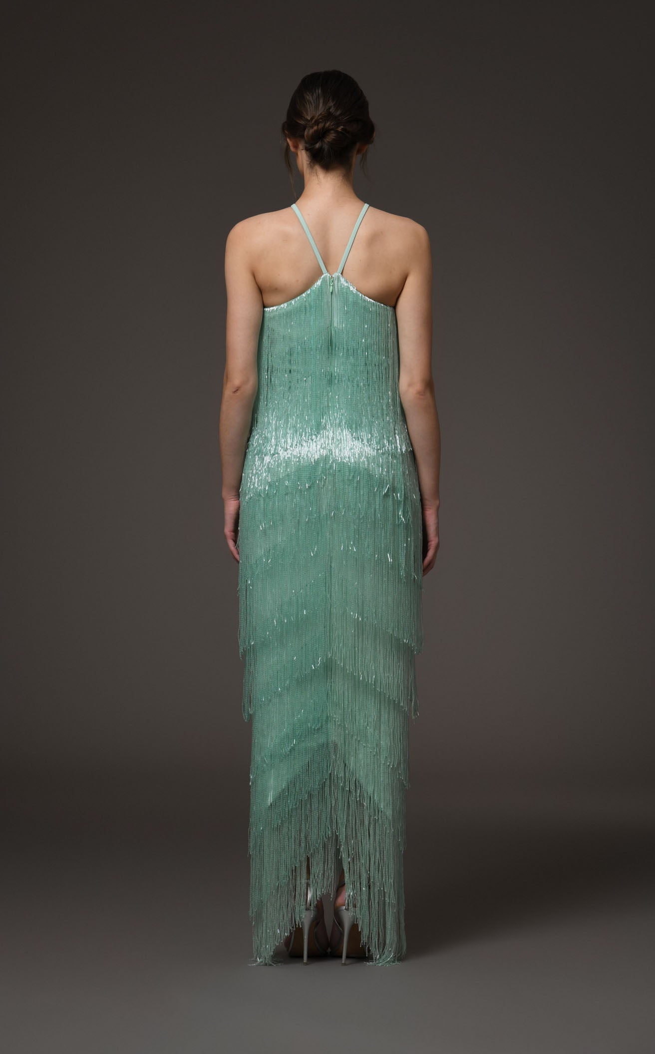 Green Margot Silk Charmeuse Evening Dress