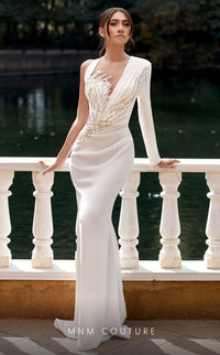 Length Satin Wedding Dress MNM Couture K3940