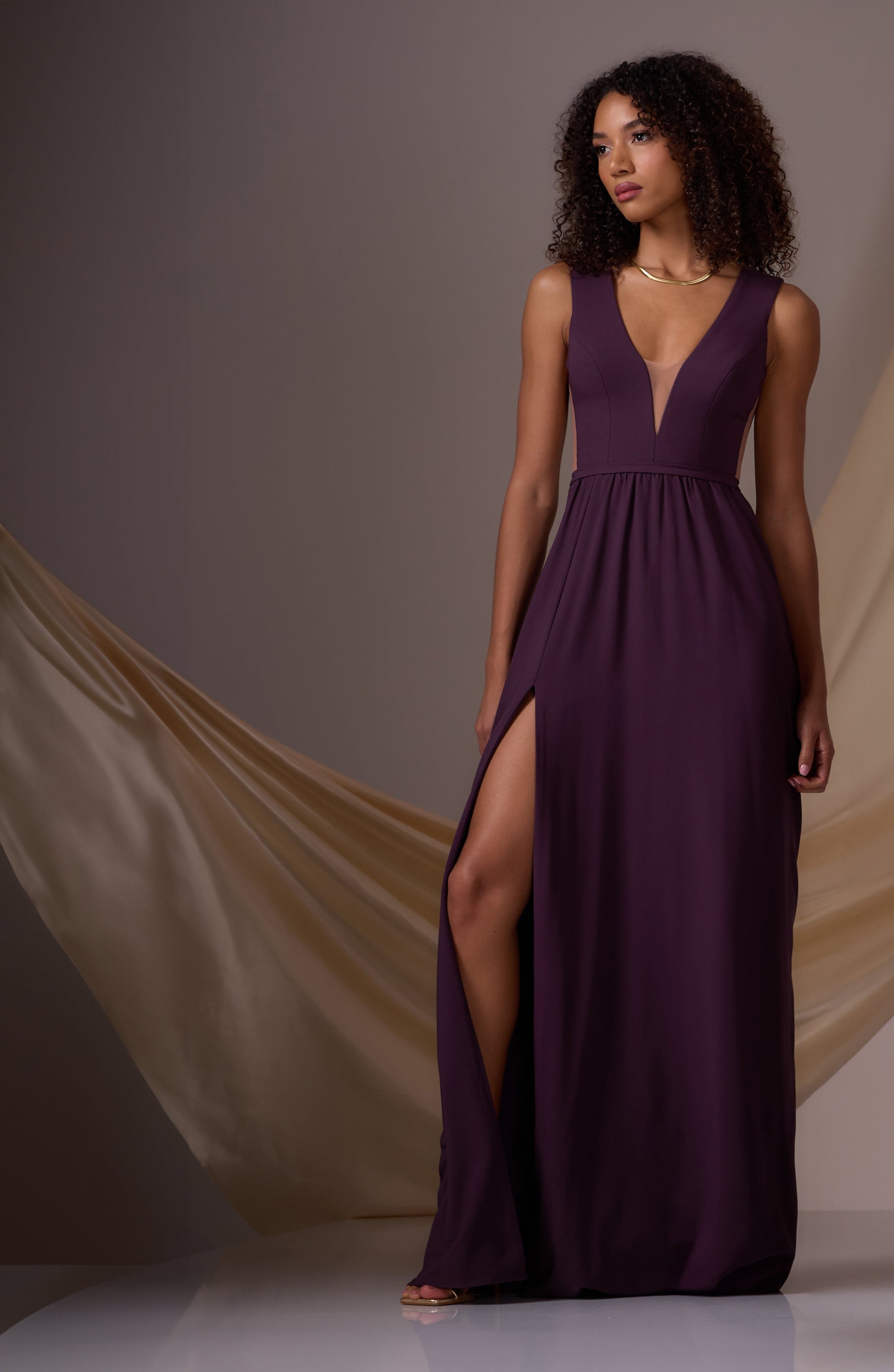 MIDNIGHT PLUM Katrina Silk Gown