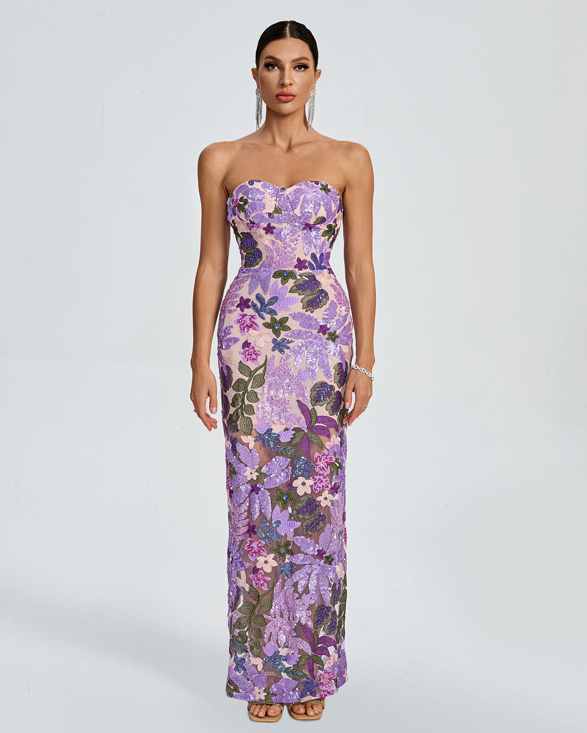 Embellished Sequins Dress Dahlia Sequin Floral Dress