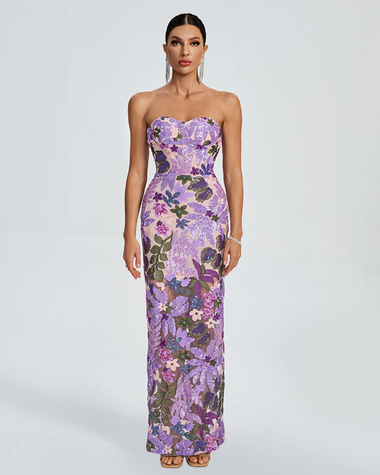 Embellished Sequins Dress Dahlia Sequin Floral Dress