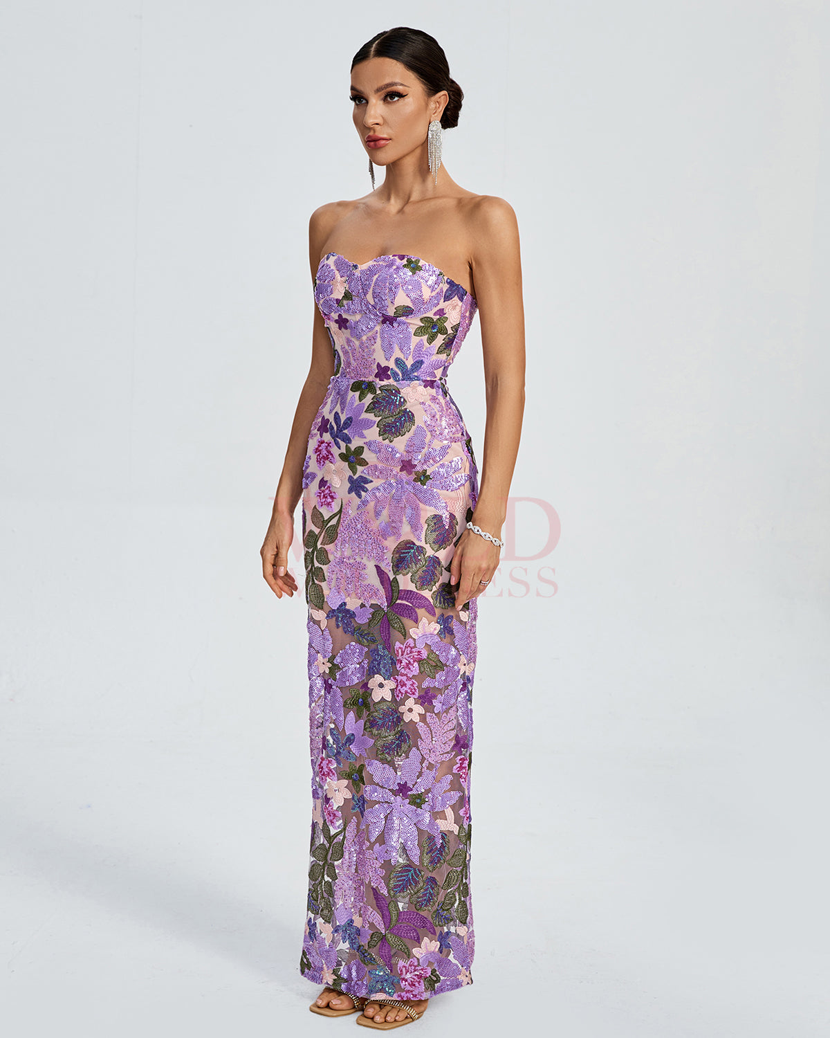 Embellished Sequins Dress Dahlia Sequin Floral Dress