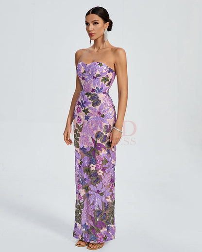 Embellished Sequins Dress Dahlia Sequin Floral Dress