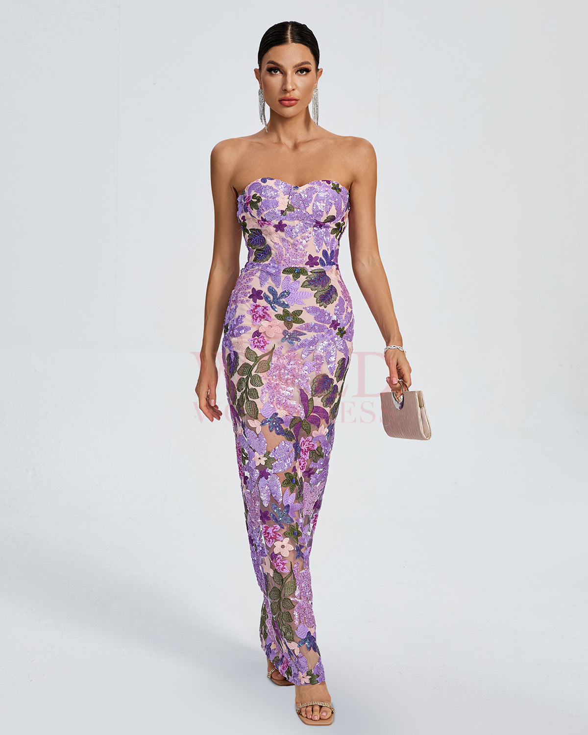 Embellished Sequins Dress Dahlia Sequin Floral Dress