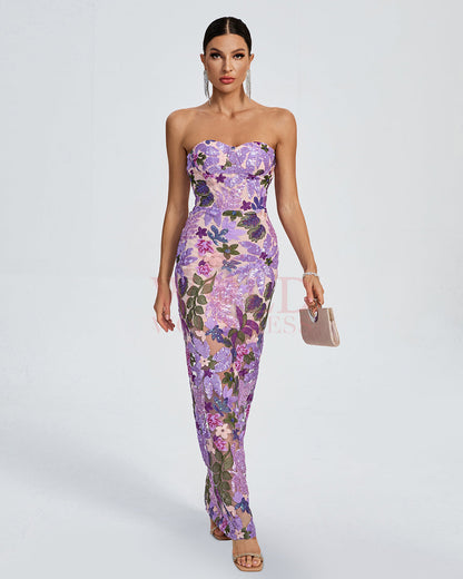Embellished Sequins Dress Dahlia Sequin Floral Dress