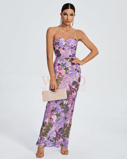 Embellished Sequins Dress Dahlia Sequin Floral Dress