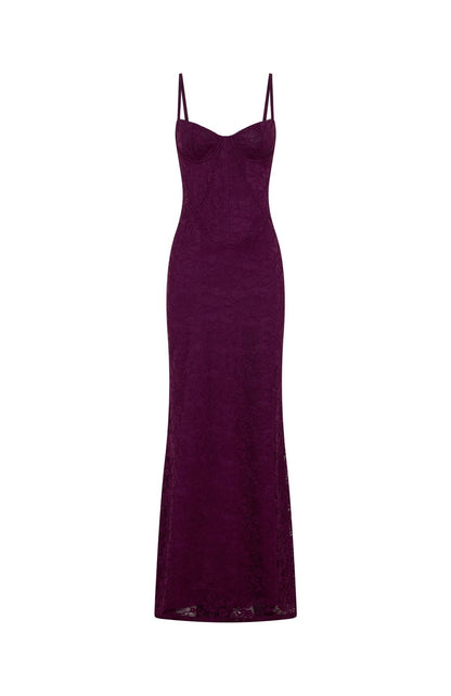 Arabella Floral Maxi Dress in Plum