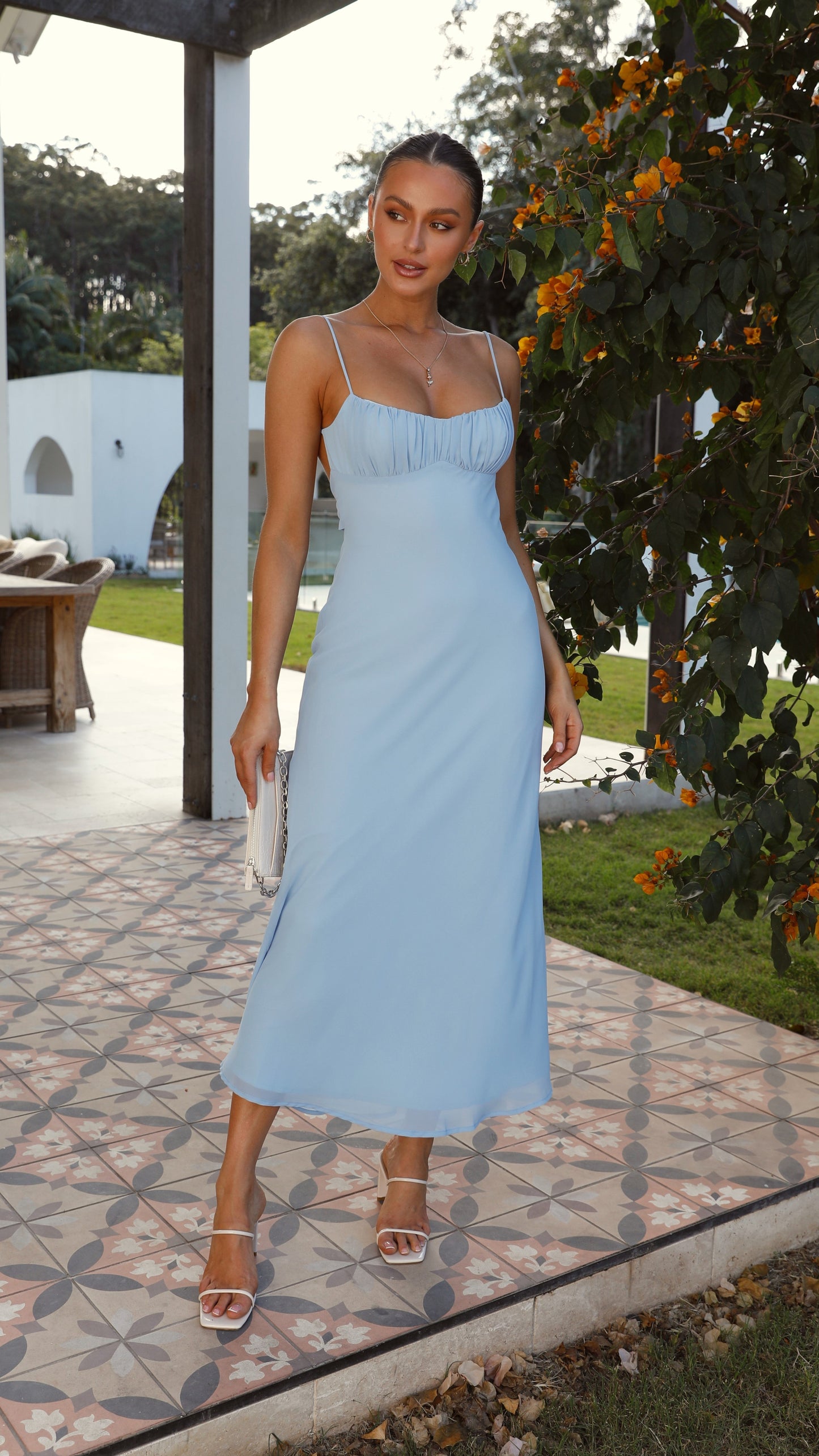 Blue Margot Rose Midi Dress