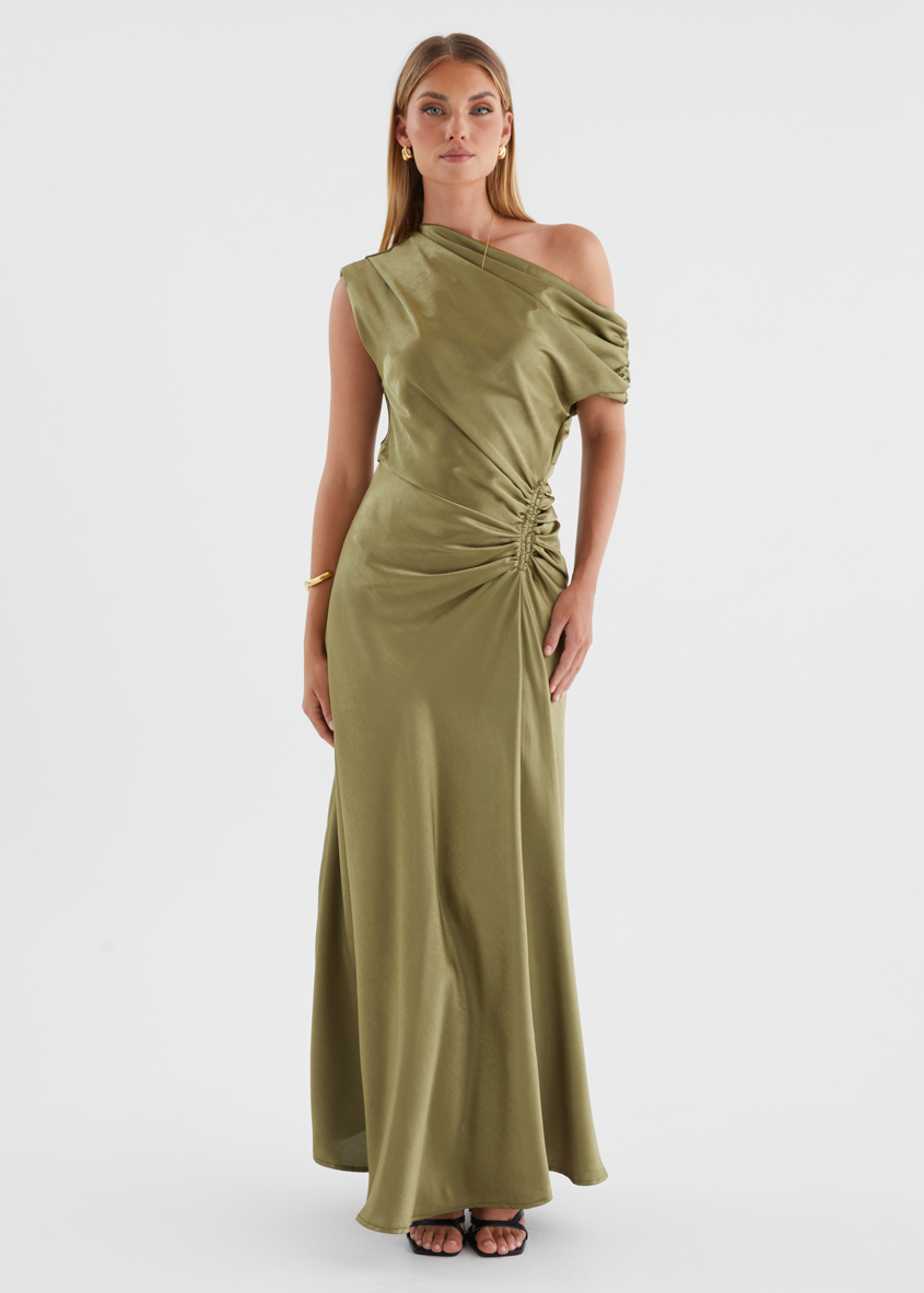 Olive Violet One-Shoulder Maxi Dress