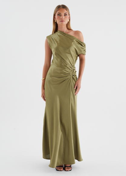 Olive Violet One-Shoulder Maxi Dress