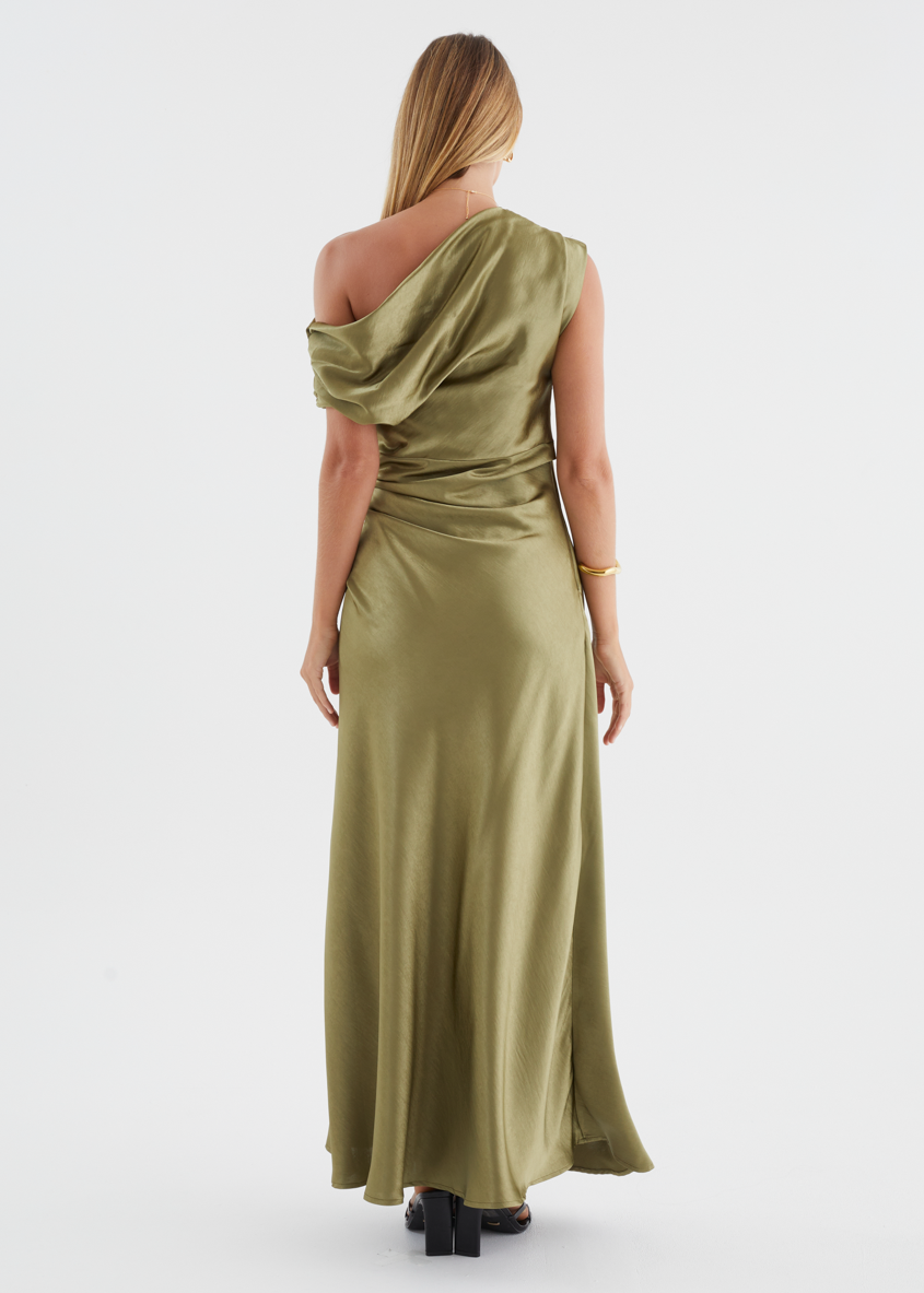 Olive Violet One-Shoulder Maxi Dress