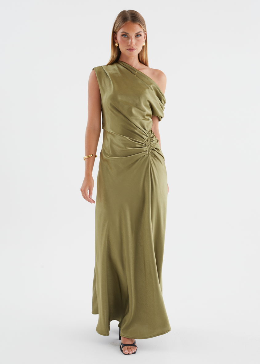 Olive Violet One-Shoulder Maxi Dress