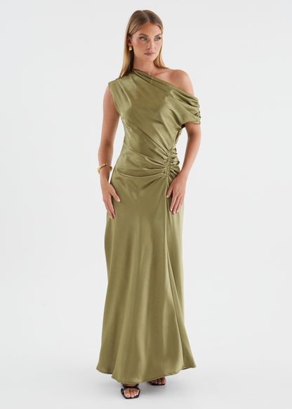 Olive Violet One-Shoulder Maxi Dress