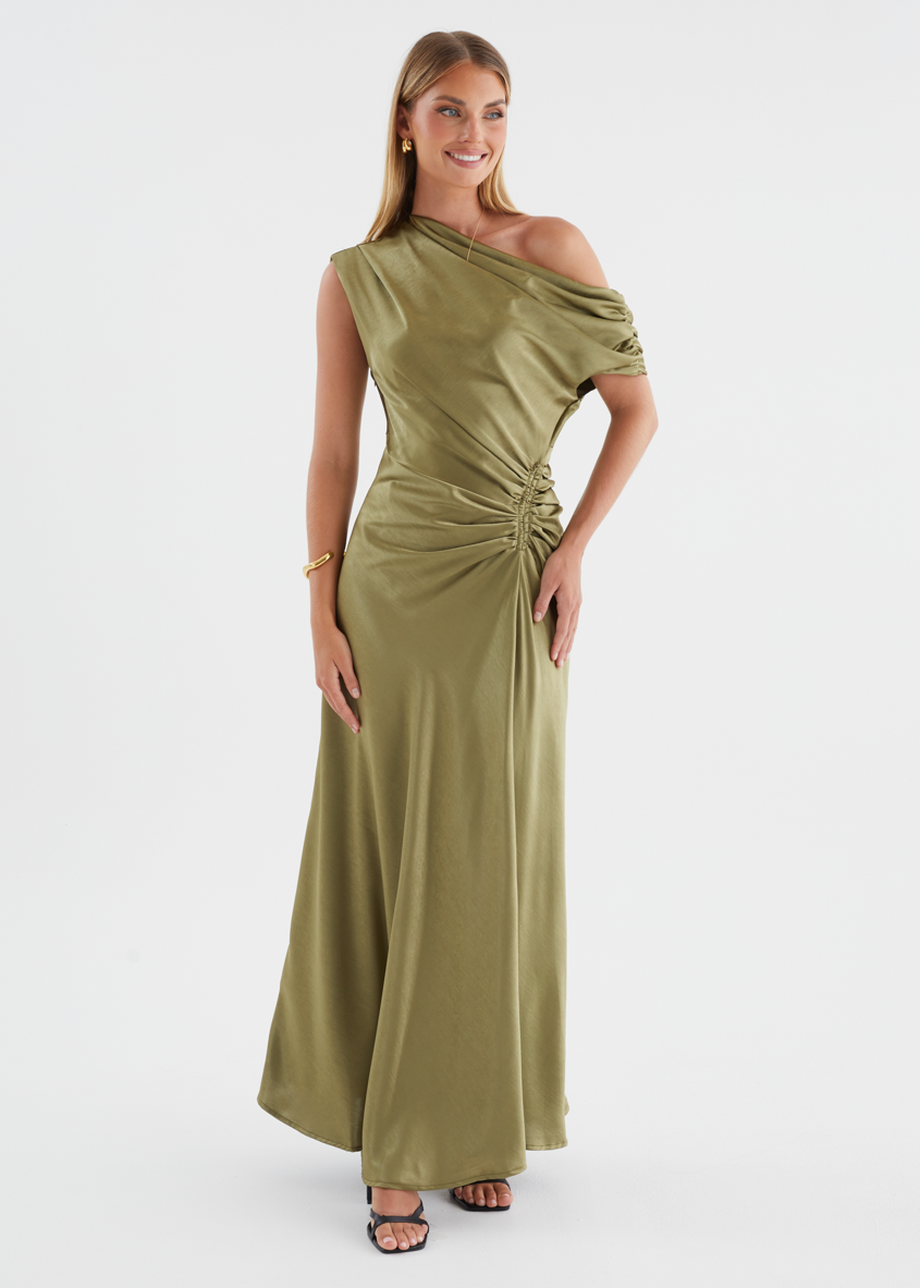 Olive Violet One-Shoulder Maxi Dress