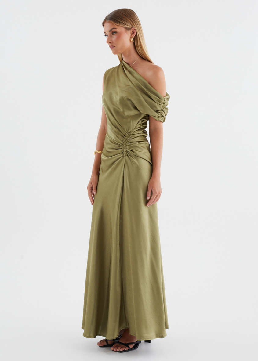 Olive Violet One-Shoulder Maxi Dress