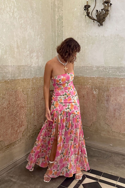 Lucienne Strapless Floral Maxi Dress