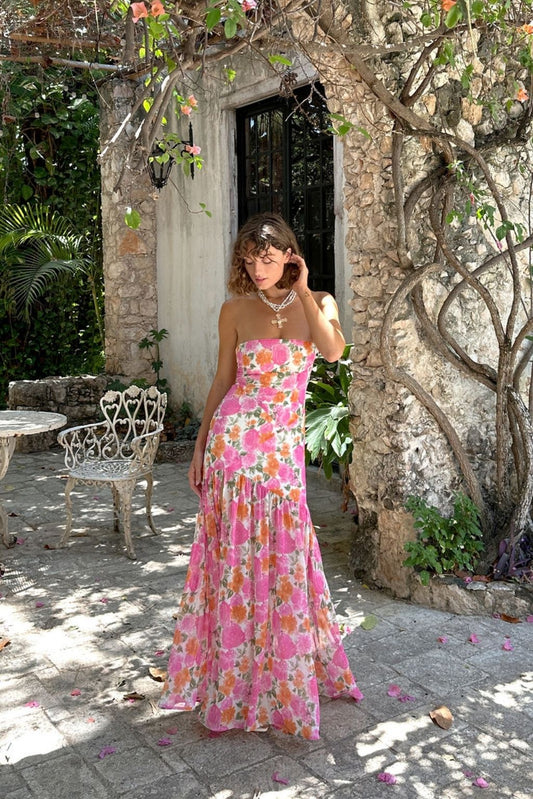 Lucienne Strapless Floral Maxi Dress