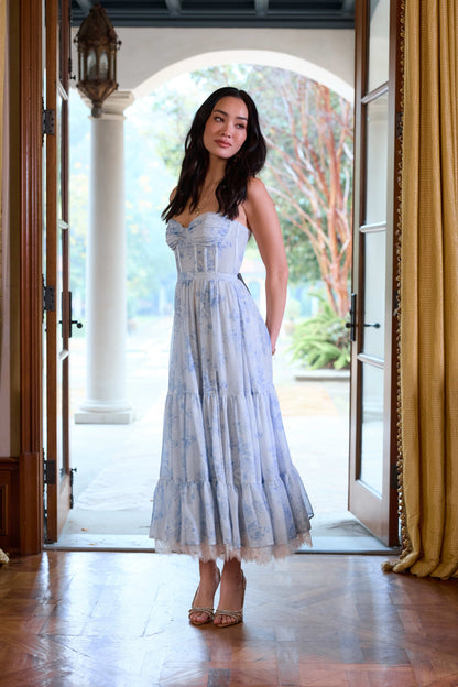 Blue Tapestry Rose Lara Cordoba Print Midi Dress