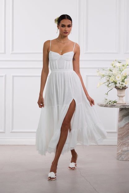 White Lara Cordoba Print Midi Dress