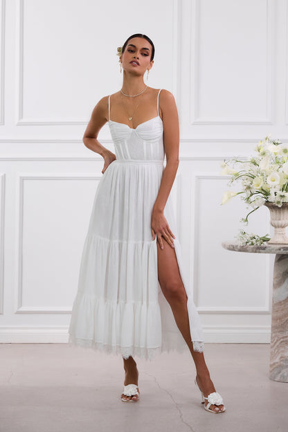 White Lara Cordoba Print Midi Dress