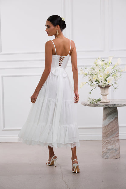 White Lara Cordoba Print Midi Dress