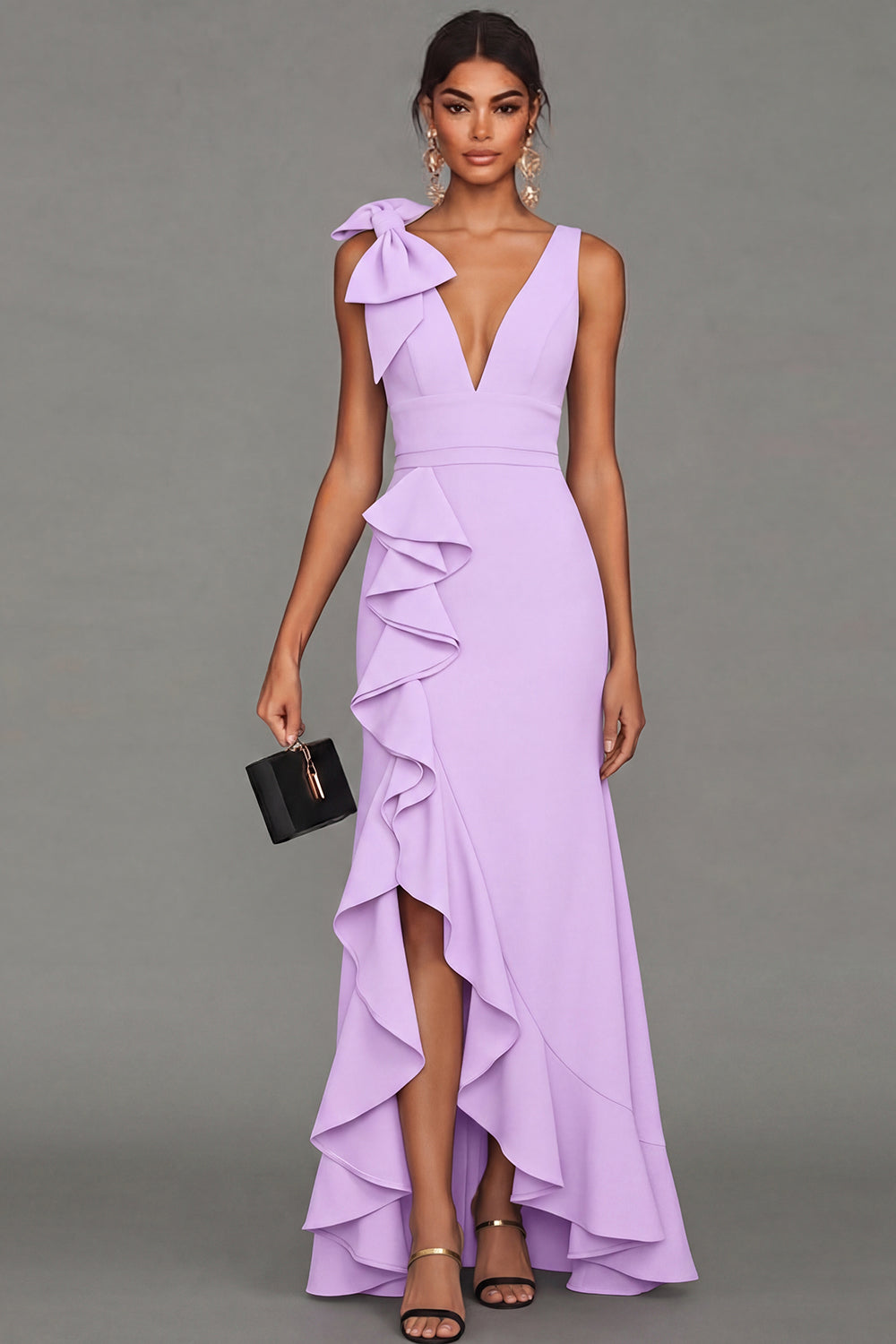 Dusty Blue Vivienne Ruffle Formal Dress