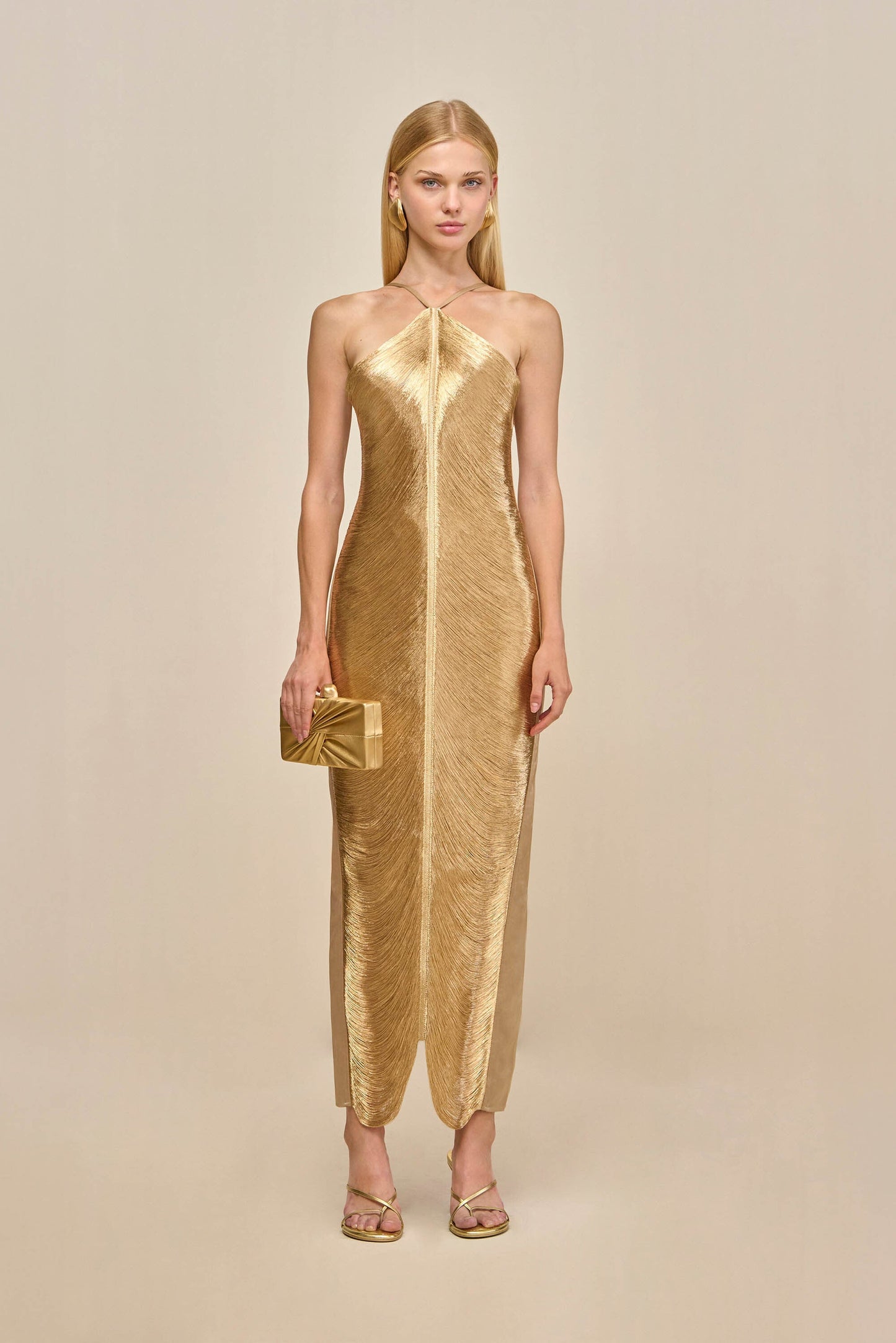 LIGHT GOLD Renata Silk Gown in Blossom