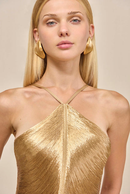 LIGHT GOLD Renata Silk Gown in Blossom
